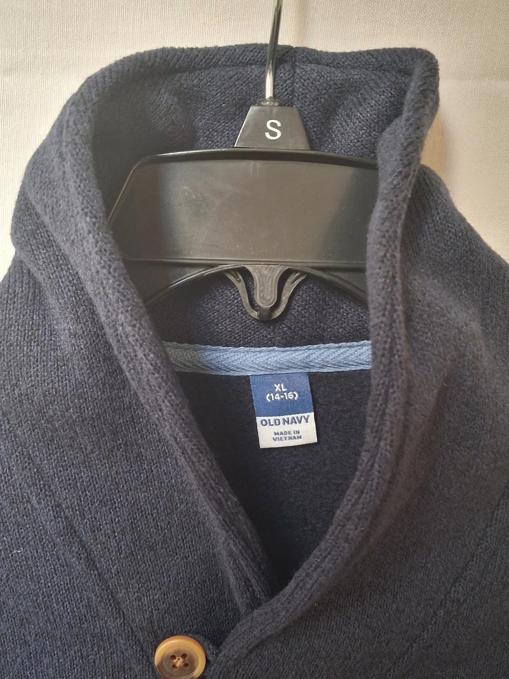 Old Navy Boys Navy Blue Shawl Collar Button Pullover Sweater XL 14-16 NWT